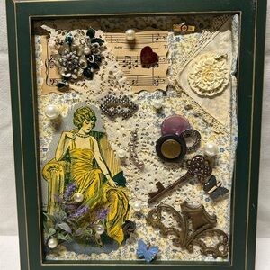 Vintage Style Shadow Box with Decorative Elements